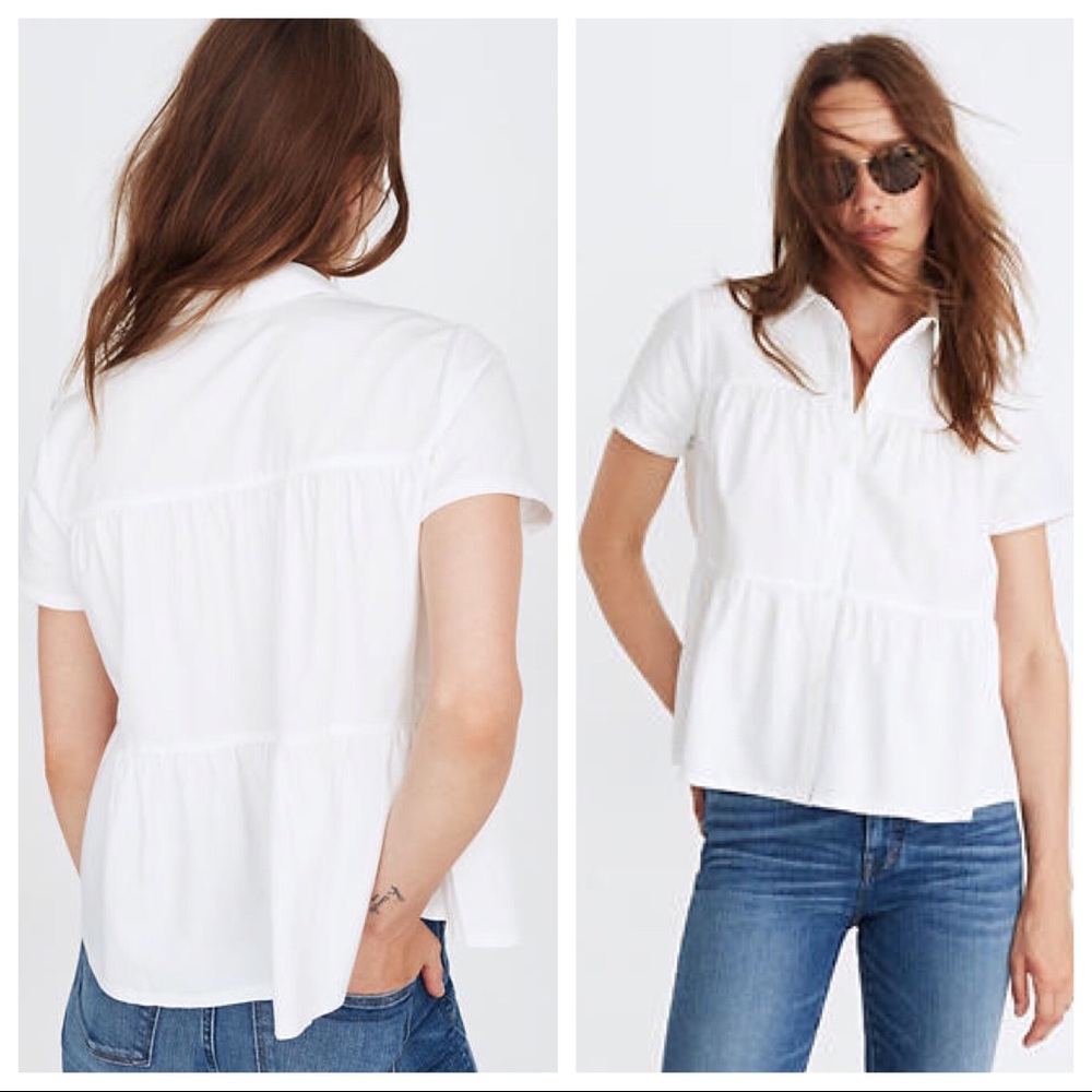 Madewell White Seamed Button Down Shirt